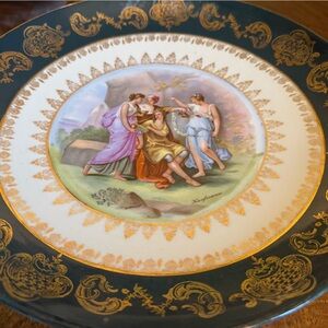 Elegant, vintage Plate by Angelika Kauffman. On a mantel or dining table.